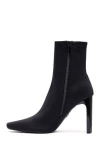 بوت زنانه پارچه‌ای مشکی زیپ‌دار پاشنه‌بلند ضخیم دری مد