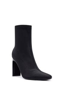 بوت زنانه پارچه‌ای مشکی زیپ‌دار پاشنه‌بلند ضخیم دری مد