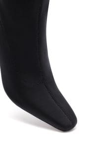 بوت زنانه پارچه‌ای مشکی زیپ‌دار پاشنه‌بلند ضخیم دری مد