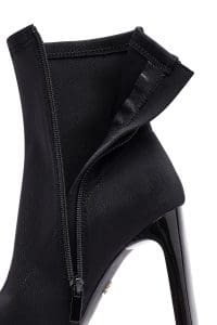 بوت زنانه پارچه‌ای مشکی زیپ‌دار پاشنه‌بلند ضخیم دری مد