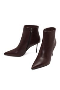 بوت زنانه چرم بوردو زیپ‌دار پاشنه‌نازک دری مد