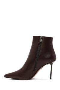 بوت زنانه چرم بوردو زیپ‌دار پاشنه‌نازک دری مد