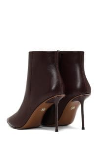 بوت زنانه چرم بوردو زیپ‌دار پاشنه‌نازک دری مد