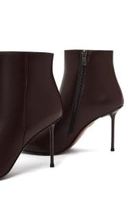 بوت زنانه چرم بوردو زیپ‌دار پاشنه‌نازک دری مد