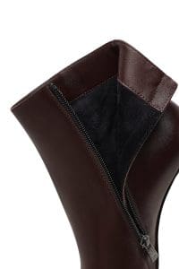 بوت زنانه چرم بوردو زیپ‌دار پاشنه‌نازک دری مد
