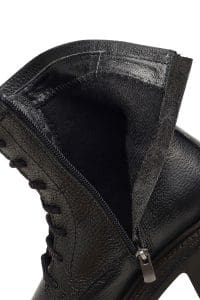بوت زنانه چرم مشکی زیپ‌دار بنددار دری مد
