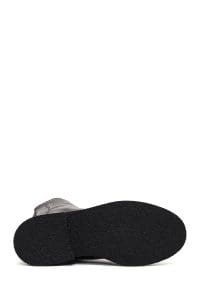 بوت زنانه چرم مشکی زیپ‌دار بنددار دری مد