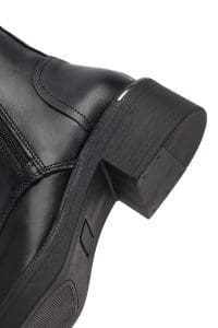 بوت زنانه چرم مشکی زیپ‌دار بنددار دری مد