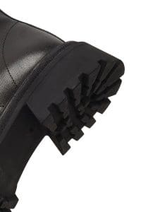 بوت زنانه چرم مشکی زیپ‌دار تخت‌ضخیم دری مد