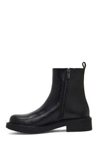 بوت زنانه چرم مشکی زیپ‌دار دری مد