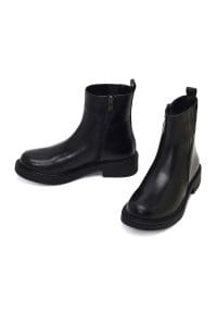 بوت زنانه چرم مشکی زیپ‌دار دری مد