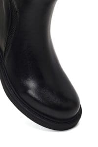 بوت زنانه چرم مشکی زیپ‌دار دری مد