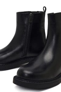 بوت زنانه چرم مشکی زیپ‌دار دری مد