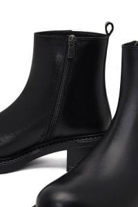 بوت زنانه چرم مشکی زیپ‌دار دری مد