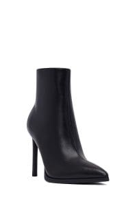 بوت زنانه چرم مشکی زیپ‌دار پاشنه‌بلند نازک دری مد