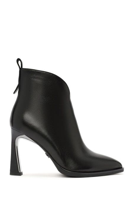 بوت زنانه چرم مشکی زیپ‌دار پاشنه‌دار دری مد