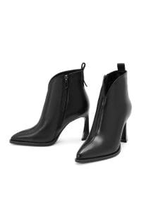 بوت زنانه چرم مشکی زیپ‌دار پاشنه‌دار دری مد