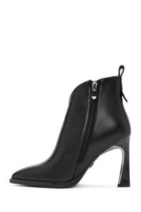 بوت زنانه چرم مشکی زیپ‌دار پاشنه‌دار دری مد