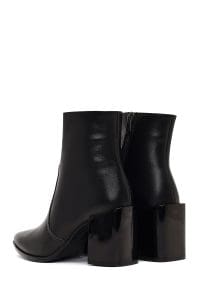 بوت زنانه چرم مشکی زیپ‌دار پاشنه‌ضخیم دری مد