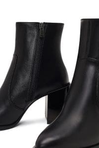 بوت زنانه چرم مشکی زیپ‌دار پاشنه‌ضخیم دری مد