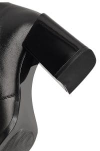 بوت زنانه چرم مشکی زیپ‌دار پاشنه‌ضخیم دری مد