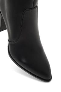 بوت زنانه چرم مشکی زیپ‌دار پاشنه‌ضخیم دری مد