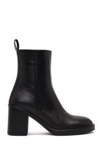 بوت زنانه چرم مشکی زیپ‌دار پاشنه‌ضخیم دری مد