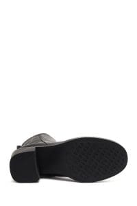 بوت زنانه چرم مشکی زیپ‌دار پاشنه‌ضخیم دری مد