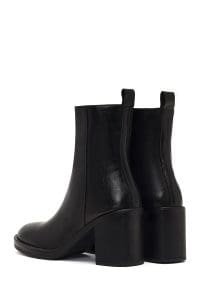 بوت زنانه چرم مشکی زیپ‌دار پاشنه‌ضخیم دری مد