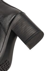 بوت زنانه چرم مشکی زیپ‌دار پاشنه‌ضخیم دری مد