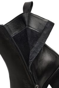 بوت زنانه چرم مشکی زیپ‌دار پاشنه‌ضخیم دری مد