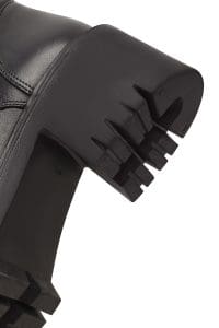 بوت زنانه چرم مشکی زیپ‌دار پاشنه‌ضخیم بنددار دری مد