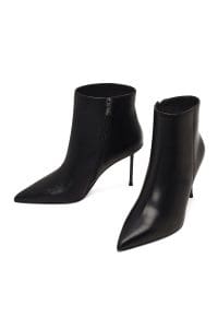 بوت زنانه چرم مشکی زیپ‌دار پاشنه‌نازک دری مد