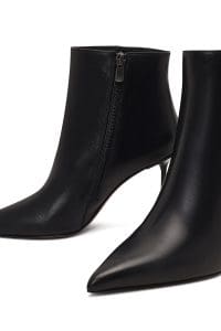 بوت زنانه چرم مشکی زیپ‌دار پاشنه‌نازک دری مد