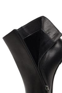 بوت زنانه چرم مشکی زیپ‌دار پاشنه‌نازک دری مد