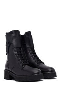 بوت زنانه چرم مشکی پاشنه‌بلند ضخیم زیپ‌دار دری مد