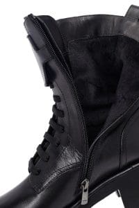 بوت زنانه چرم مشکی پاشنه‌بلند ضخیم زیپ‌دار دری مد