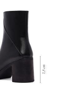 بوت زنانه چرم مشکی پاشنه‌بلند ضخیم زیپ‌دار دری مد