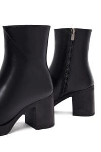 بوت زنانه چرم مشکی پاشنه‌بلند ضخیم زیپ‌دار دری مد