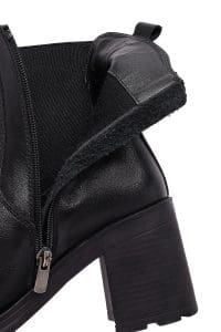 بوت زنانه چرم مشکی پاشنه‌بلند ضخیم زیپ‌دار دری مد