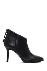 بوت زنانه چرم مشکی پاشنه‌بلند نازک زیپ‌دار پشت‌دار دری مد