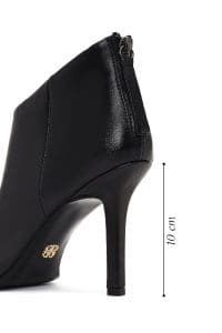 بوت زنانه چرم مشکی پاشنه‌بلند نازک زیپ‌دار پشت‌دار دری مد