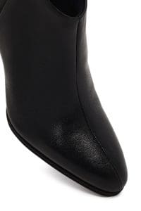 بوت زنانه چرم مشکی پاشنه‌بلند نازک زیپ‌دار پشت‌دار دری مد