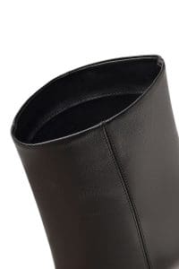 بوت زنانه چرم مشکی پاشنه‌نازک دری مد