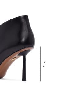 بوت زنانه چرم مشکی پاشنه‌نازک زیپ‌دار دری مد