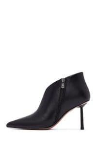 بوت زنانه چرم مشکی پاشنه‌نازک زیپ‌دار دری مد