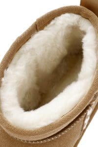 بوت زنانه کاراملی جیر چرمی تدی خزدار طرح‌دار دری مد