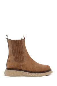 بوت چلسی زنانه شتری سوییت چرم ضخیم دری مد