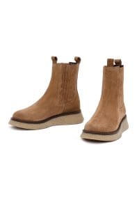 بوت چلسی زنانه شتری سوییت چرم ضخیم دری مد