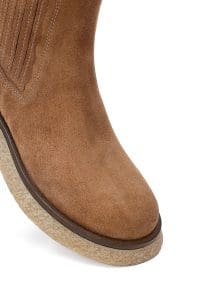 بوت چلسی زنانه شتری سوییت چرم ضخیم دری مد